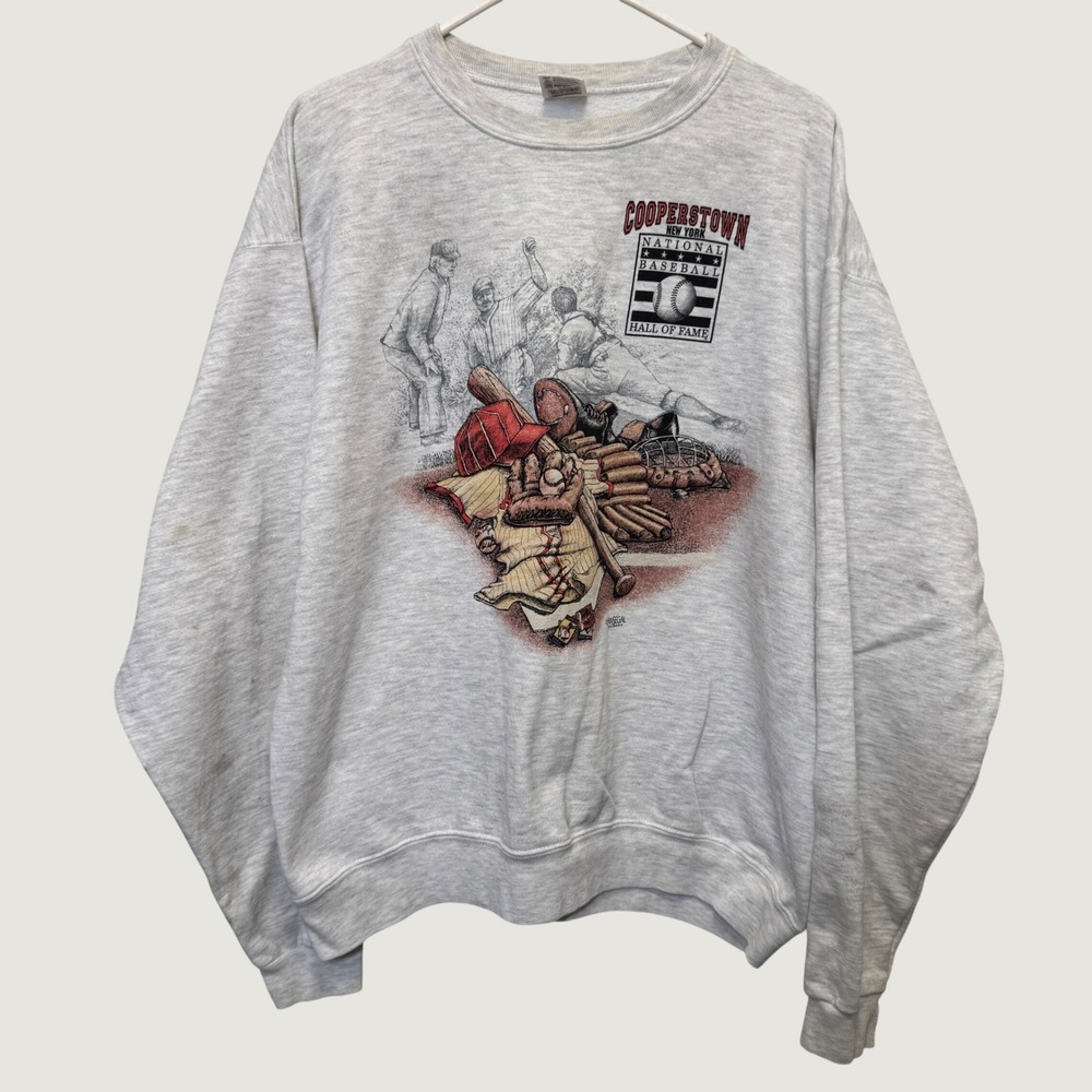 Anvil Mens Sweatshirt Large Gray Cooperstown Baseball Hall of Fame 1995 Vintage